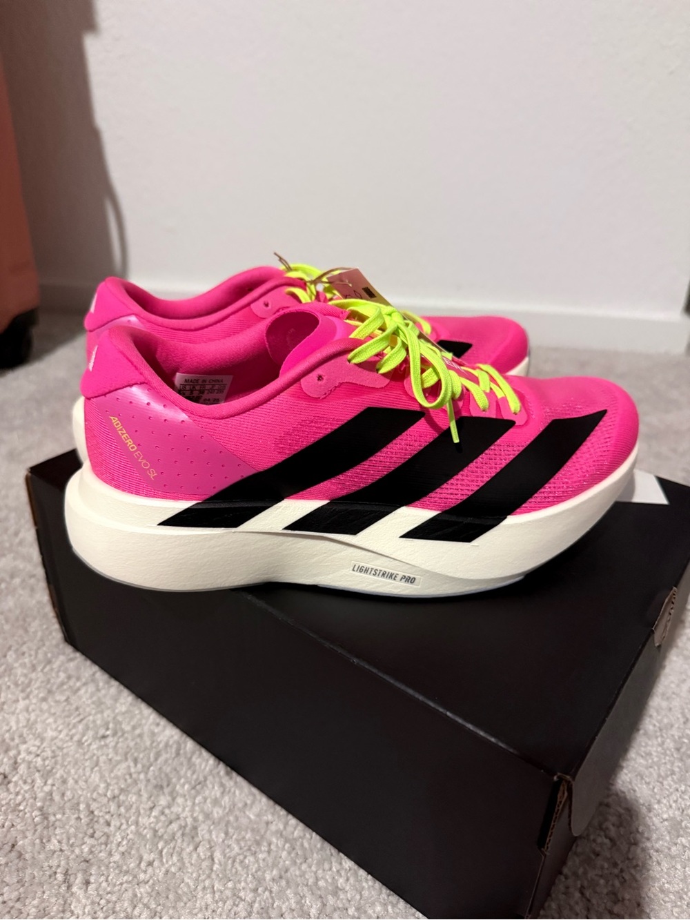 adidas Women’s Hot Pink Running Shoes with Neon Yellow Laces